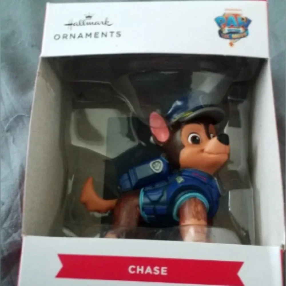 Paw Patrol Chase Ornament in Blue and Brown with Pink Ear Accents